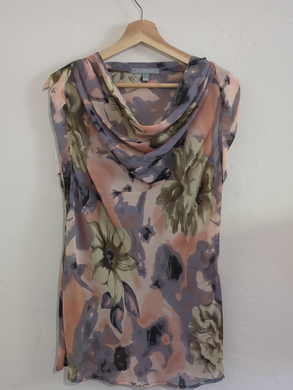 NY Collection Floral Cowl-Neck Camisole - Pink, Olive, Lavender